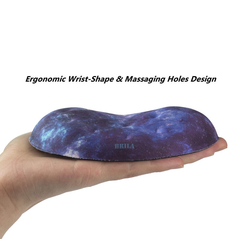 BRILA Ergonomic Memory Foam Mouse Wrist Rest Support Pad Cushion for Computer, Laptop, Office Work, PC Gaming - Massage Holes Design - Wrist Pain Relieve (Nebula Galaxy Space) - Image 4
